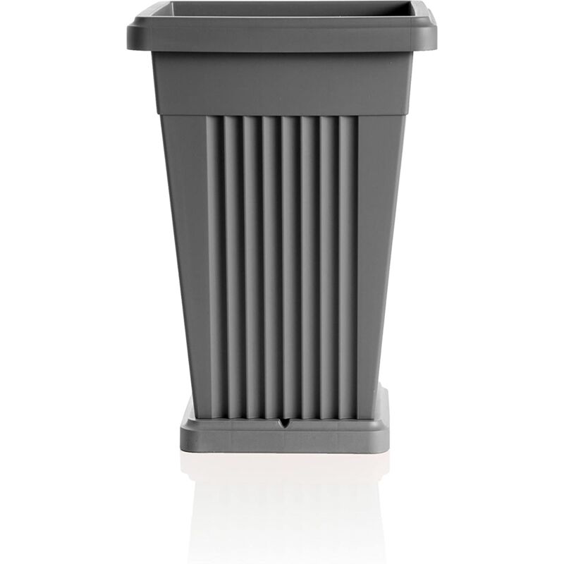 foto del prodotto vaso a piramide con sottovaso 40 x 40 x h59 cm colore grigio bama
