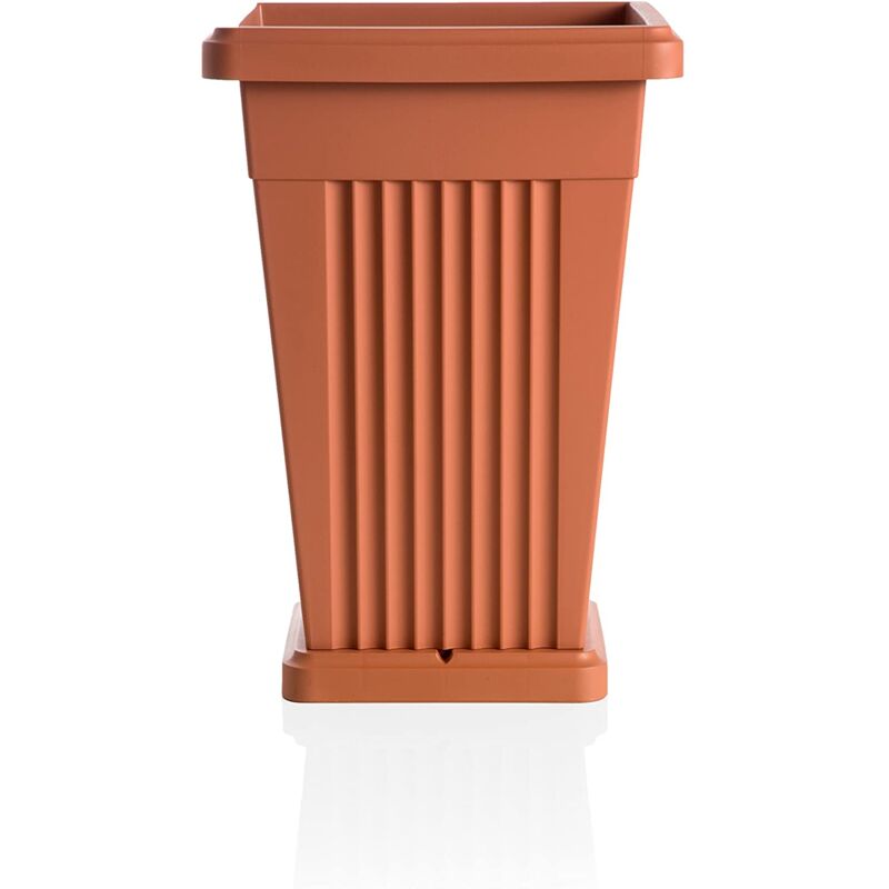 foto del prodotto vaso a piramide con sottovaso 40 x 40 x h59 cm colore terracotta bama