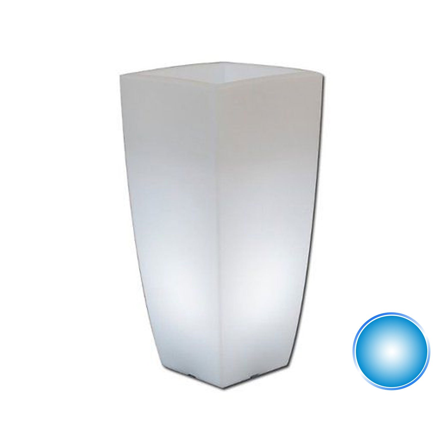 foto del prodotto vaso agave quadrato con luce azzurra h90 40x40cm