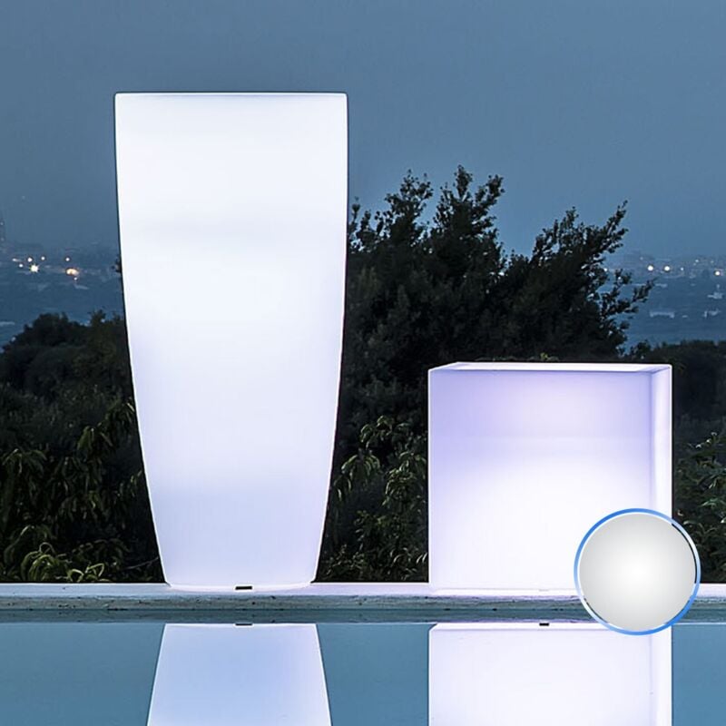 foto del prodotto vaso agave tondo con luce bianca h70 33cm