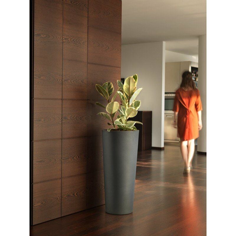 foto del prodotto vaso alto cache pot veca clou rotondo altezza 65 cm con cache pot colore antracite