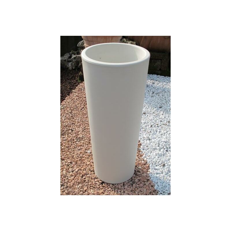 foto del prodotto vaso alto h 85 vaso tondo alto in resina grigio ghisa moderno colore bianco perla