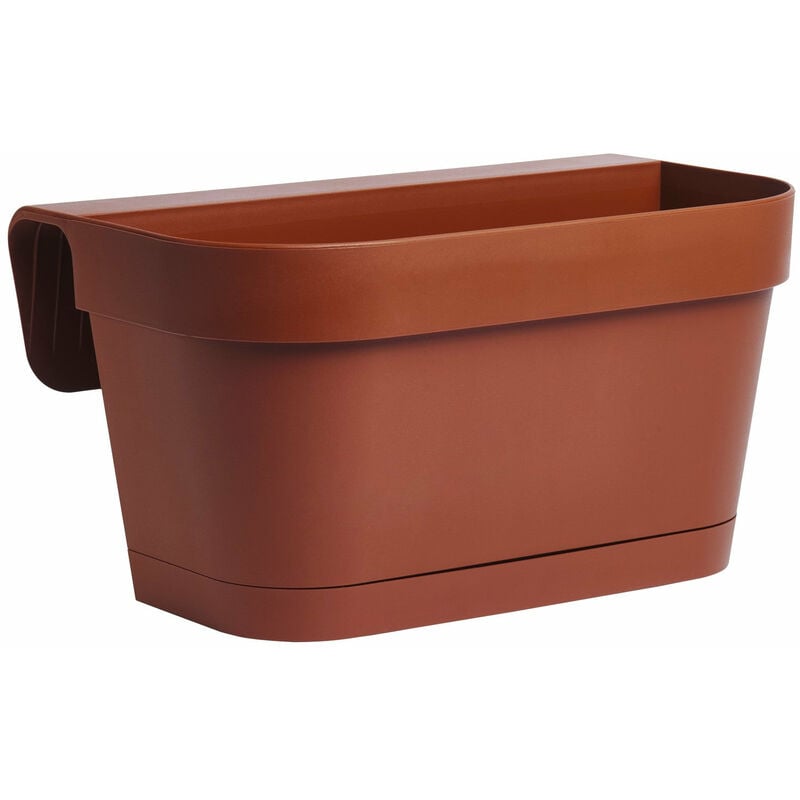 foto del prodotto vaso balconiera b smart in resina con sottovaso e distanziale 46x16x19 cm brown