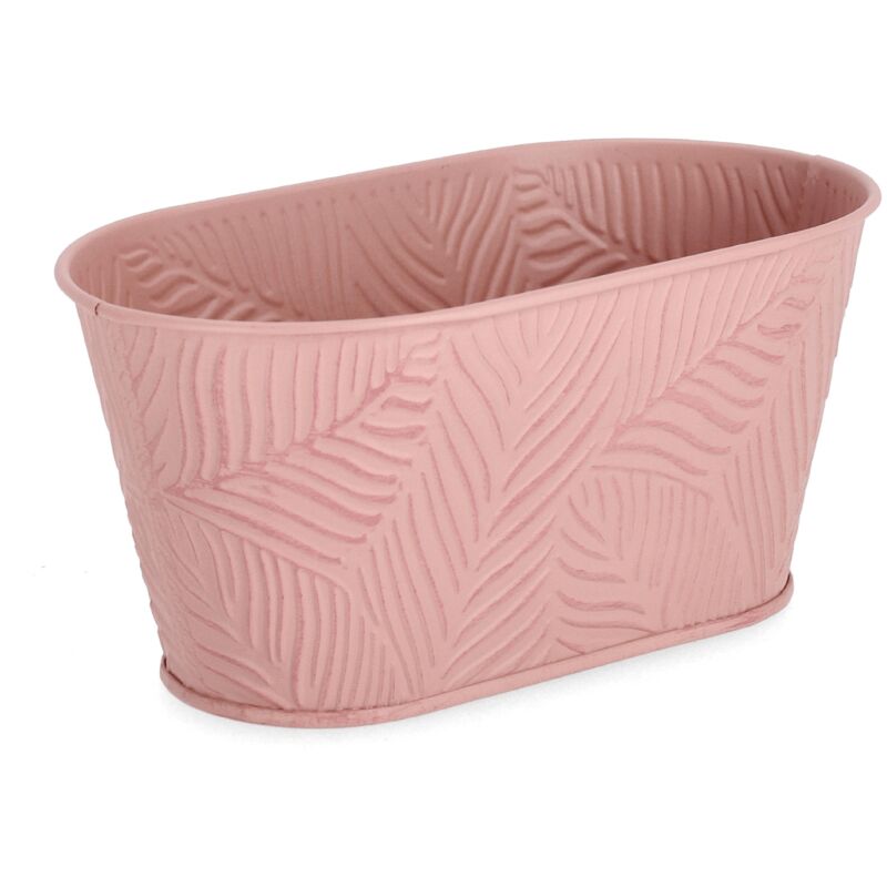 foto del prodotto vaso benji ovale in metallo galvanizzato h 10,7 cm rosa