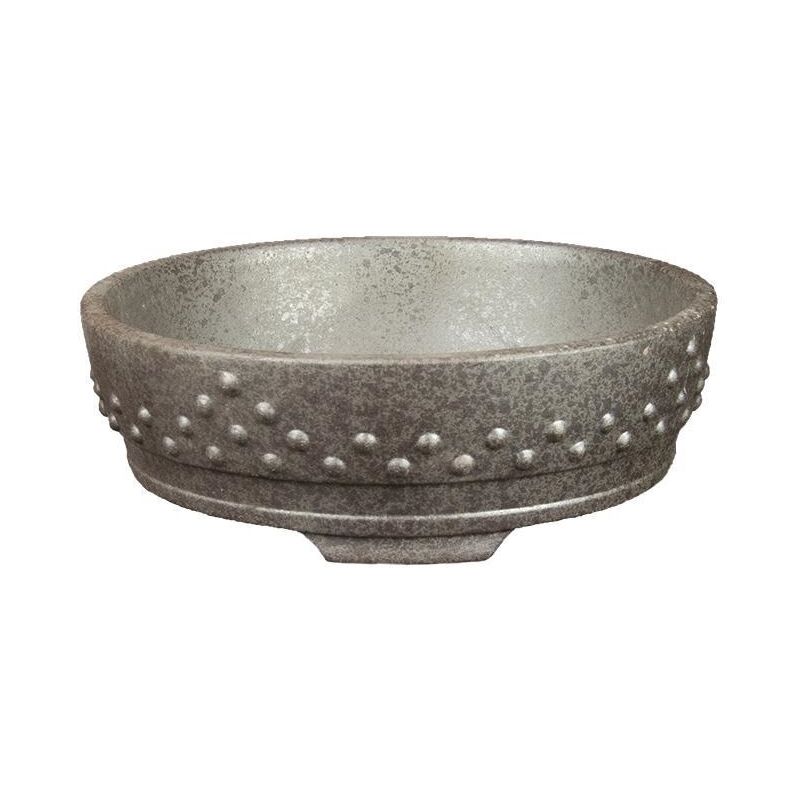 foto del prodotto vaso bonsai in gres tondo borchiato 15 cm.