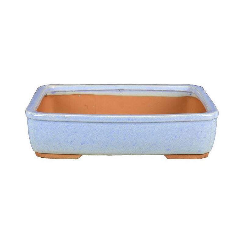 foto del prodotto vaso bonsai smaltato rettangolare azzurro 26 cm