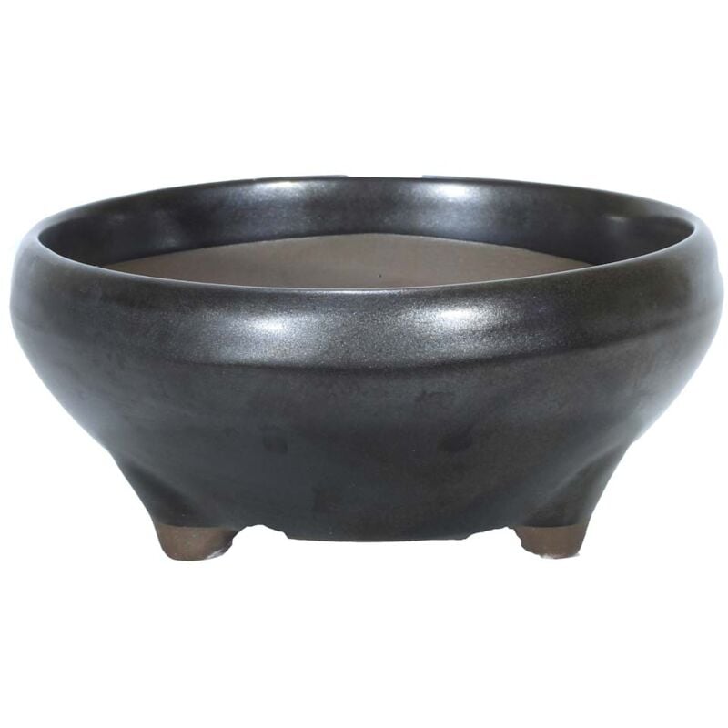 foto del prodotto vaso bonsai tondo smaltato nero cm. 15
