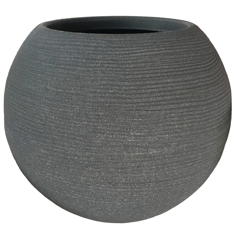 foto del prodotto vaso caspo sfera rigata shabby vasar in resina diametro 50cm colore bianco perla