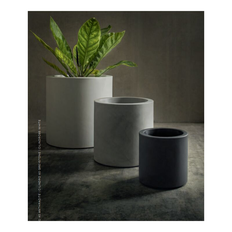 foto del prodotto vaso cilindro fenice in resina da 60cm elbi vari colori colore bianco