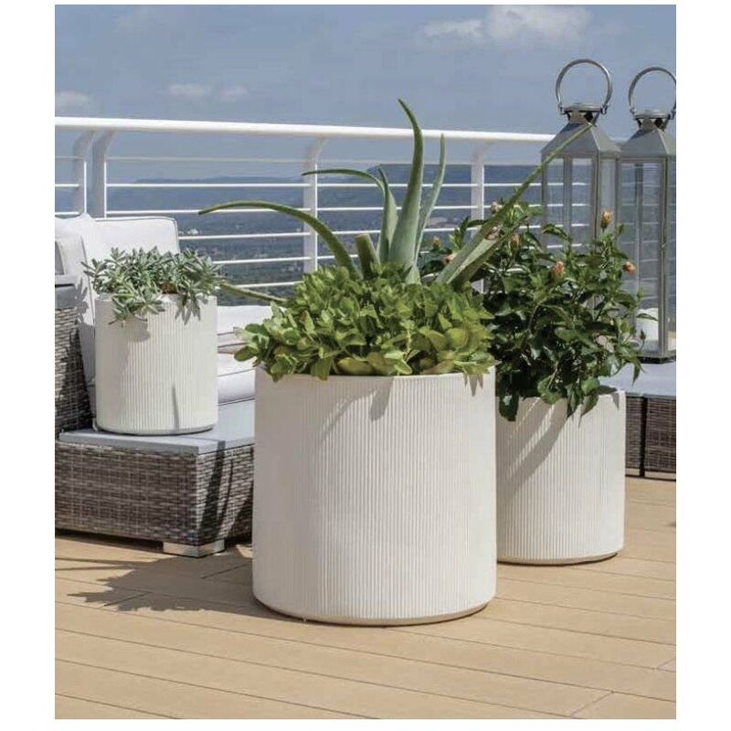 foto del prodotto vaso cilindro rigato city vari colori linea vasar by telcom colore bianco perla