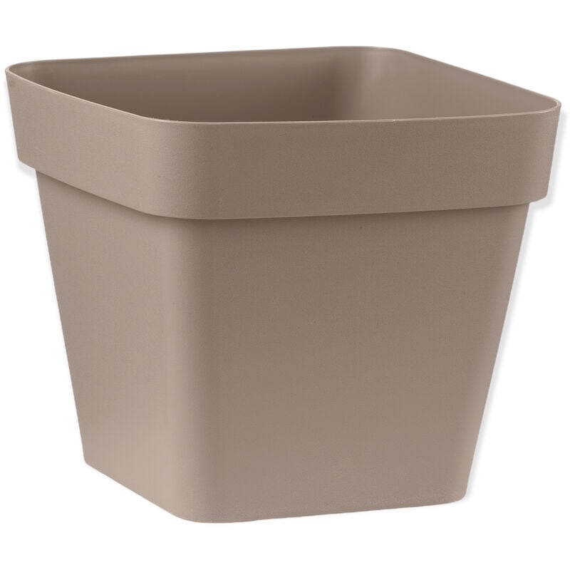 foto del prodotto vaso cleo quadrato in plastica con ruote 40 cm veca colore avana