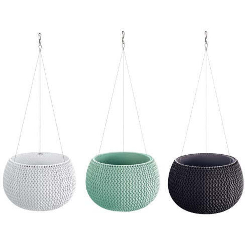 foto del prodotto vaso con gancio in metallo krea dksp 29xh19 cm rivestito con tessuto ricamato prosperplast - 37xh21 cm darkseagreen