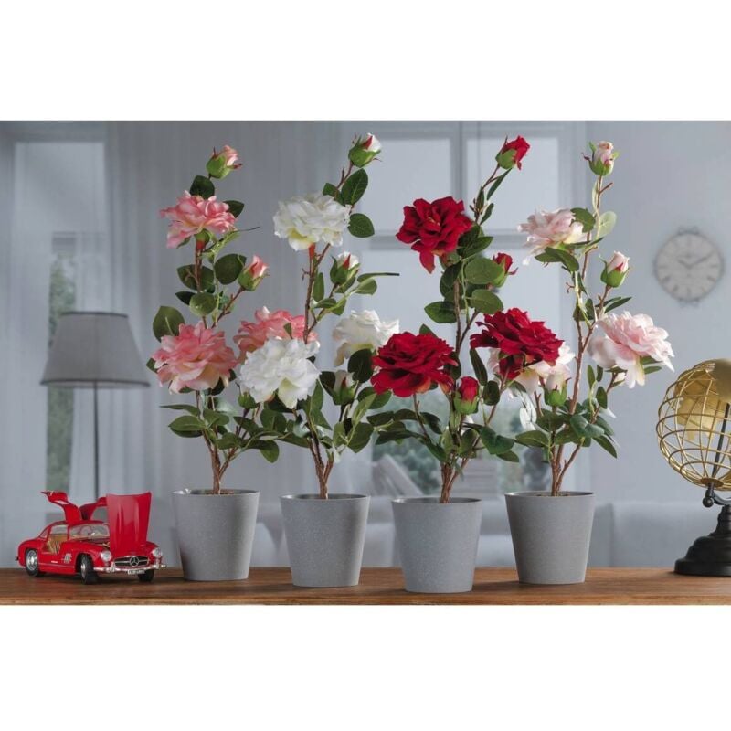 foto del prodotto vaso con rosa 3 fiori e 3 boccioli d.11xh55cm in 4