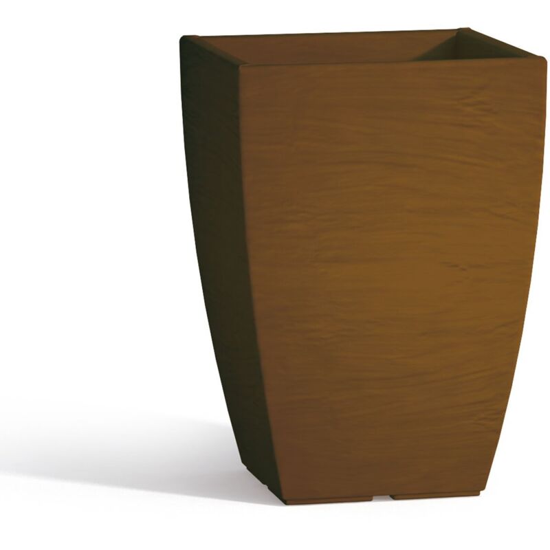 foto del prodotto vaso con sottovaso in resina mod. aloe quadrato 27x27cm h 40 marrone