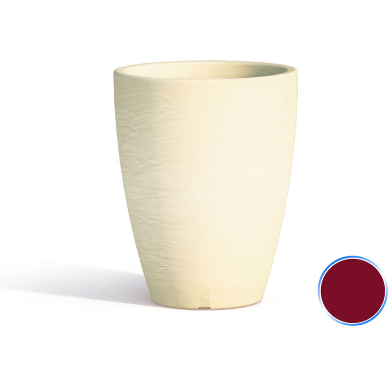 foto del prodotto vaso con sottovaso in resina mod. aloe tondo 30 cm h 38 bordeaux