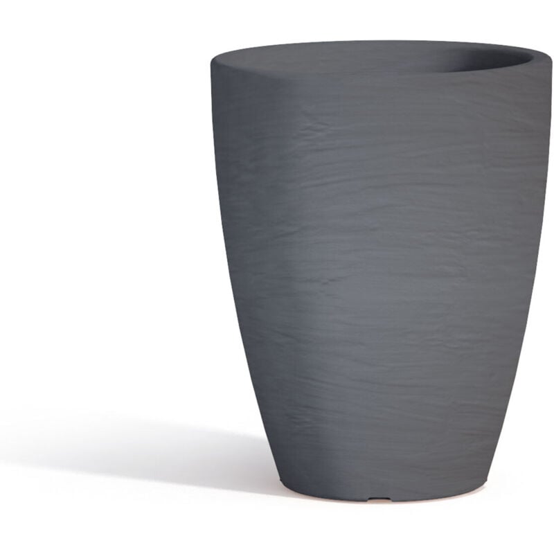 foto del prodotto vaso con sottovaso in resina mod. aloe tondo 30 cm h 38 grigio