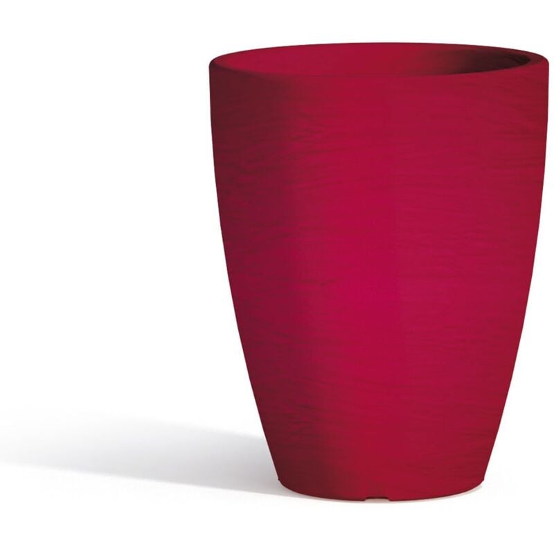 foto del prodotto vaso con sottovaso in resina mod. aloe tondo 30 cm h 38 rosso