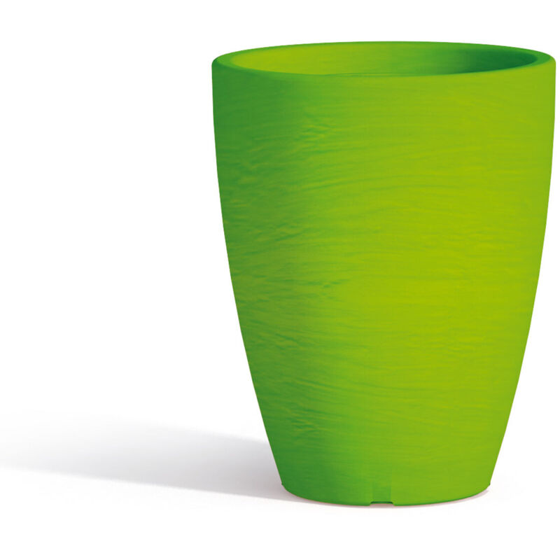 foto del prodotto vaso con sottovaso in resina mod. aloe tondo 30 cm h 38 verde