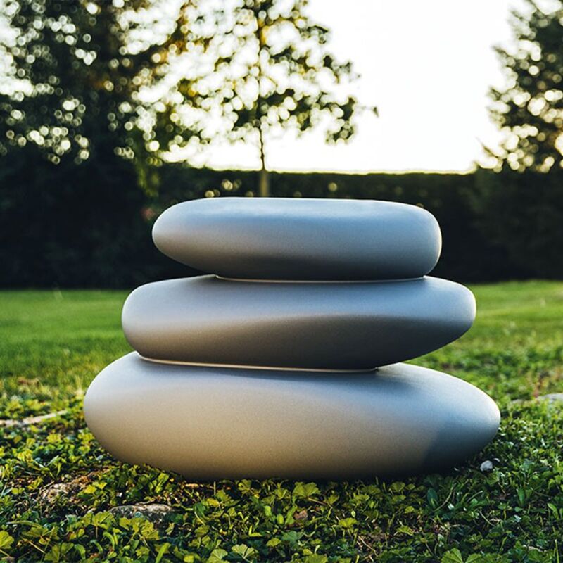 foto del prodotto vaso cromia eden a pietre sovrapposte decorazione tinta unita in resina made in italy -bianco / senza foro