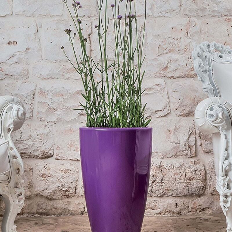 foto del prodotto vaso cromia prisma rotondo decorazione in resina made in italy da h 50 cm grigio
