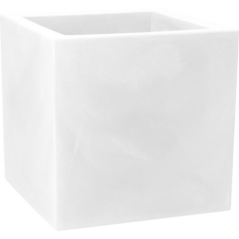 foto del prodotto vaso cubico resina momus cm. 35 bianco