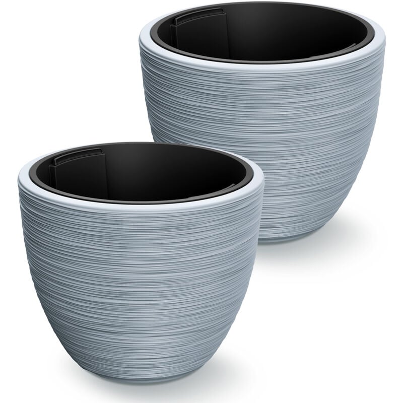 foto del prodotto vaso da fiori 30l 40x32cm vaso con scanalature con inserto in plastica fioriera da giardino resistente vasi set 2 pz grigio casaria