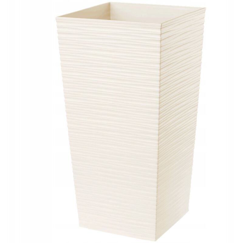 foto del prodotto vaso da fiori alto, grande fioriera in plastica per la decorazione moderna ed elegante di interni ed esterni, vaso da fiori 68 cm, crema kadax