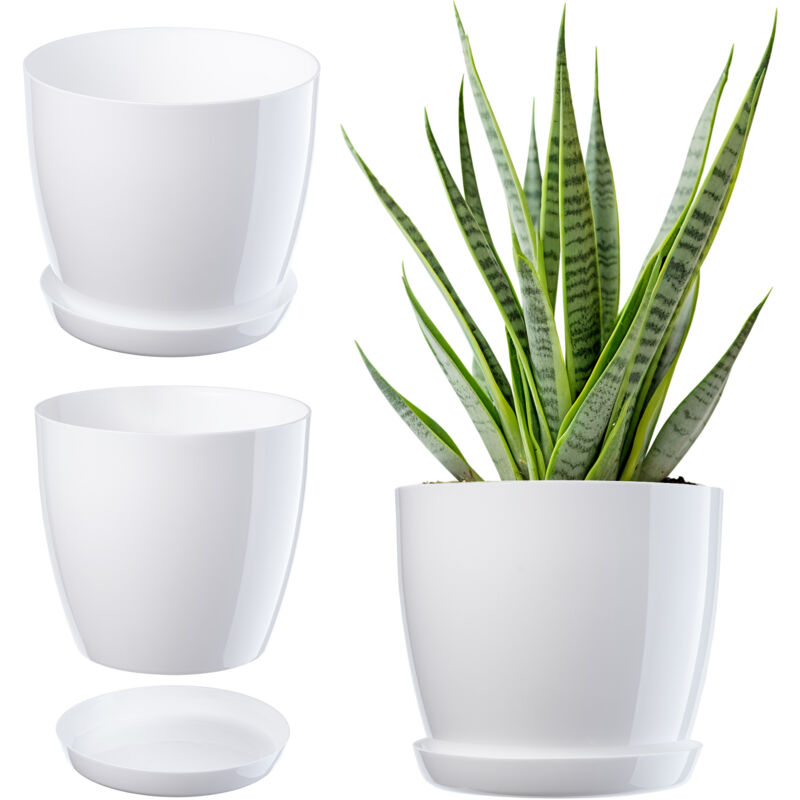 foto del prodotto vaso da fiori con supporto coperchio in plastica vaso da fiori 12 cm bianco per fiori - kadax