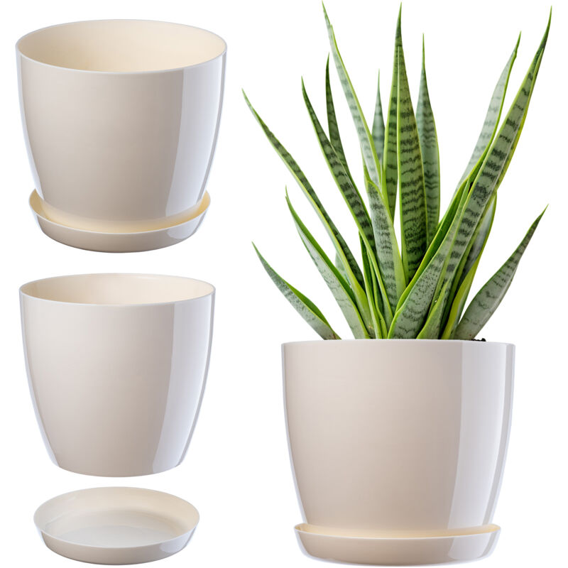 foto del prodotto vaso da fiori con supporto coperchio in plastica vaso da fiori 14 cm crema per fiori - kadax