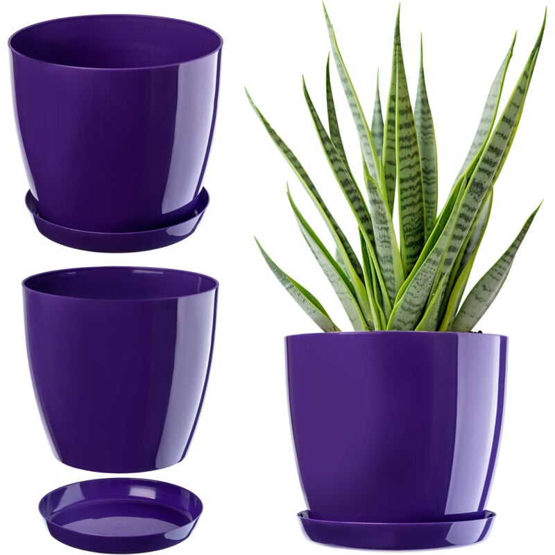 foto del prodotto vaso da fiori con supporto coperchio in plastica vaso da fiori 16 cm fiori viola - kadax