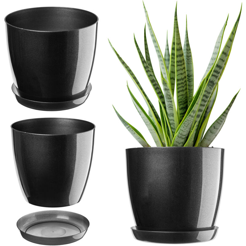 foto del prodotto vaso da fiori con supporto coperchio in plastica vaso da fiori 23 cm grafite per fiori kadax