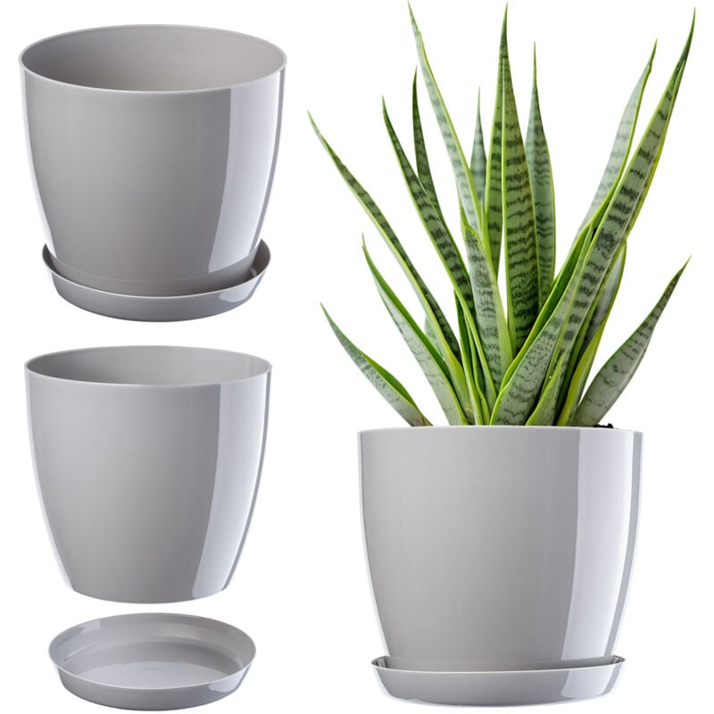 foto del prodotto vaso da fiori con supporto coperchio in plastica vaso da fiori 23 cm grigio per fiori kadax