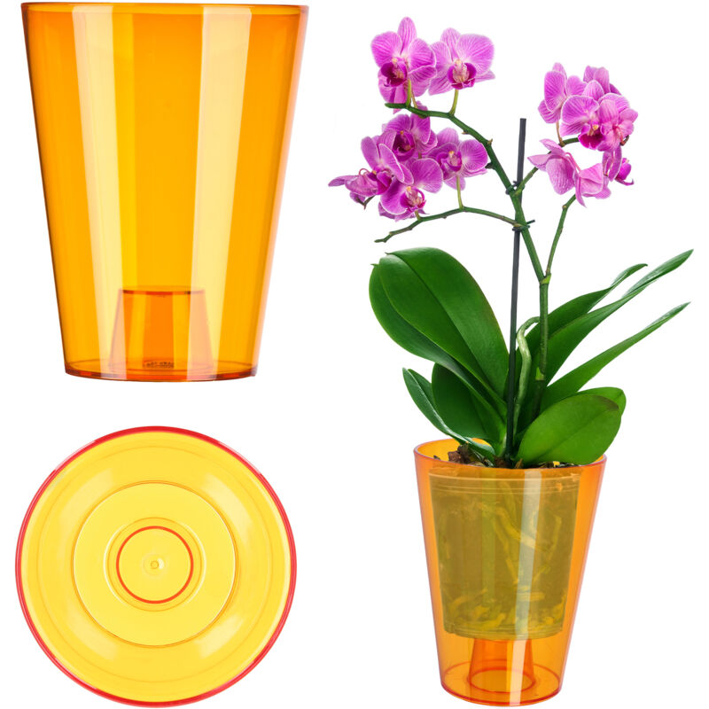foto del prodotto vaso da fiori copertura per orchidee supporto per fiori piante in plastica 12 cm arancione kadax