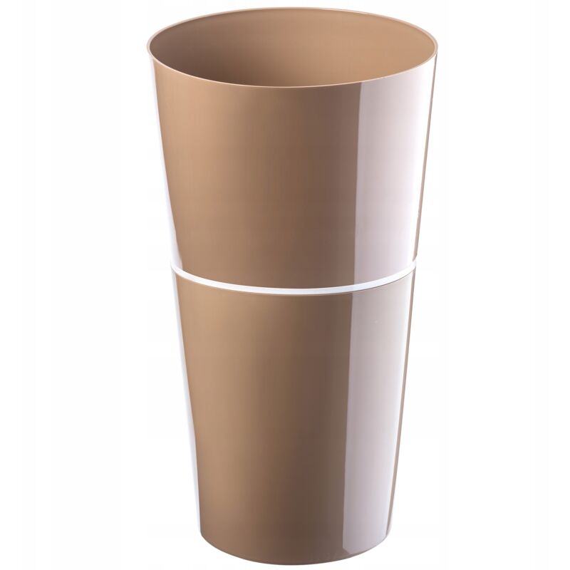 foto del prodotto vaso da fiori doppio con sottovaso per fiori, piante, balconi, fioriere in plastica per interni ed esterni 25 cm beige kadax