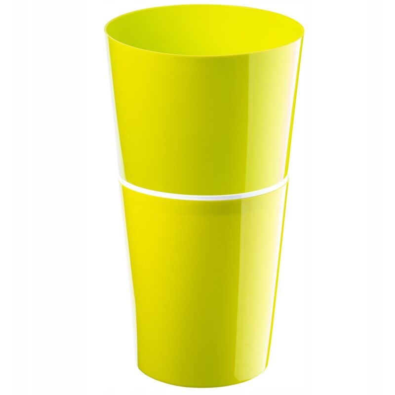 foto del prodotto vaso da fiori doppio con sottovaso per fiori, piante, balconi, fioriere in plastica per interni ed esterni 25 cm giallo kadax