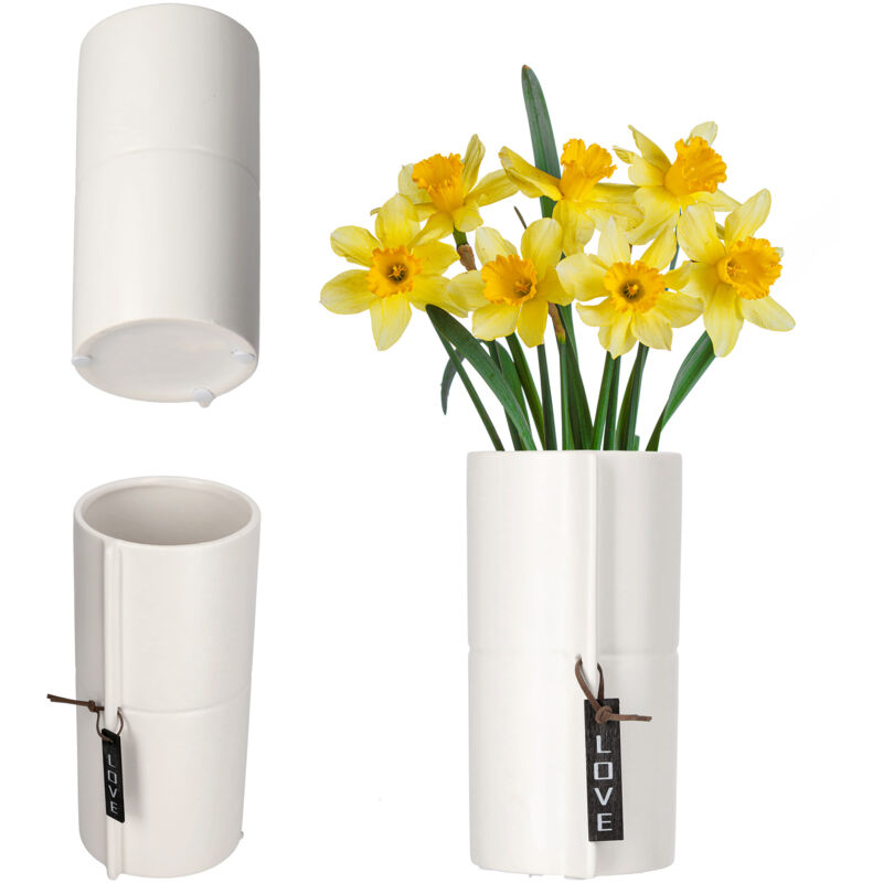 foto del prodotto vaso da fiori in ceramica vaso da fiori in 2 colori vaso da fiori vaso da fiori in ceramica vaso da fiori viola viola del pensiero bianco, diametro