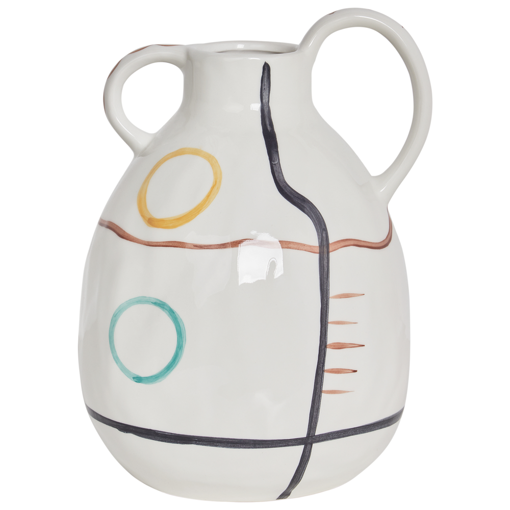 foto del prodotto vaso da fiori in gres bianco per la decorazione di interni con manico design moderno impermeabile