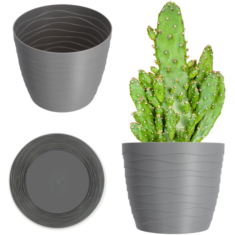 foto del prodotto vaso da fiori in plastica 11 19 cm 7 colori vaso per piante semplice e moderno robusto vaso rotondo 11 cm grigio kadax