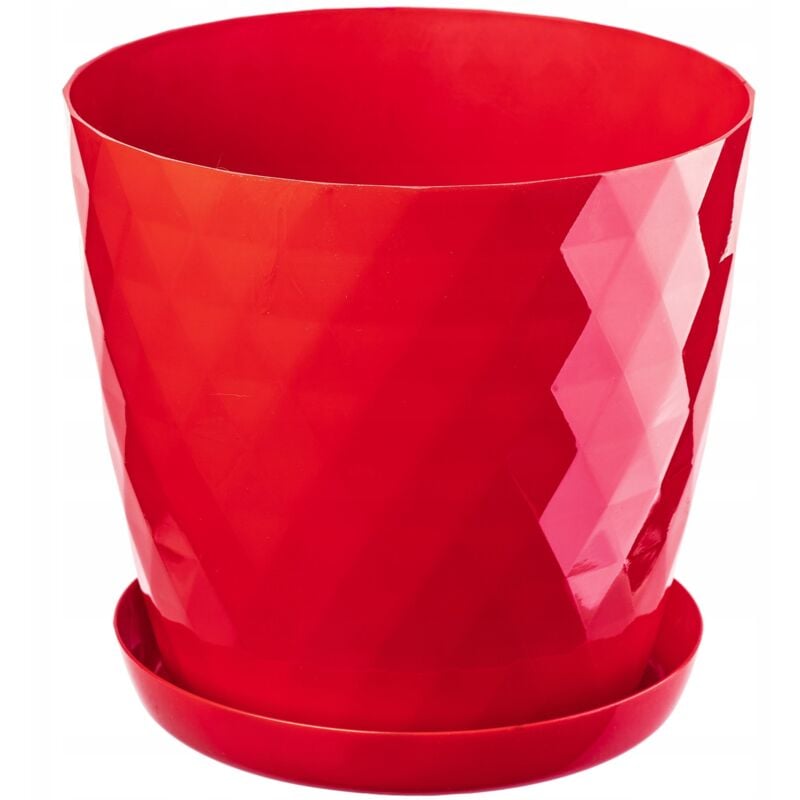 foto del prodotto vaso da fiori in plastica con sottovaso integrato, vaso per piante per decorazioni floreali moderne in interni 14 cm, rosso kadax