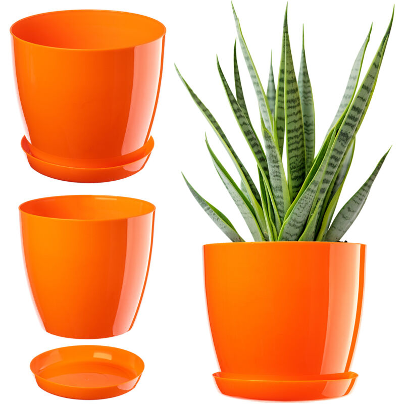 foto del prodotto vaso da fiori kadax con supporto con coperchio in plastica vaso da fiori 14 cm arancione