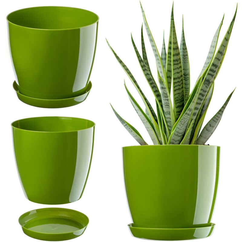 foto del prodotto vaso da fiori kadax con supporto vaso da fiori con coperchio in plastica 14 cm verde per fiori