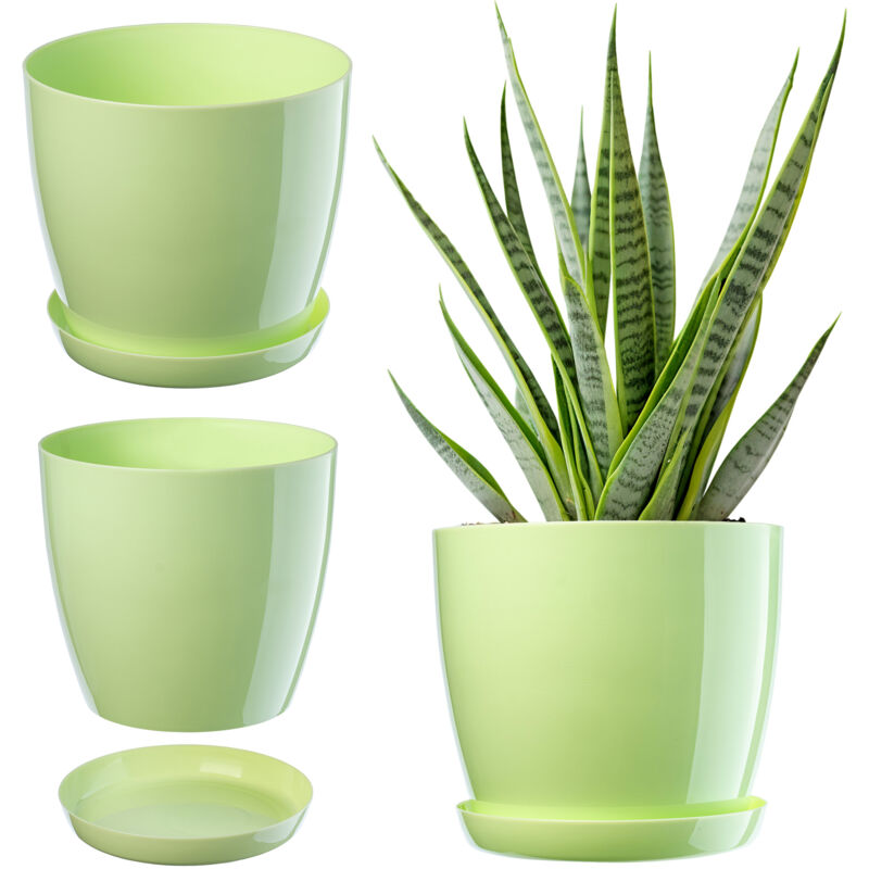 foto del prodotto vaso da fiori kadax con supporto vaso da fiori con coperchio in plastica 16 cm verde per fiori