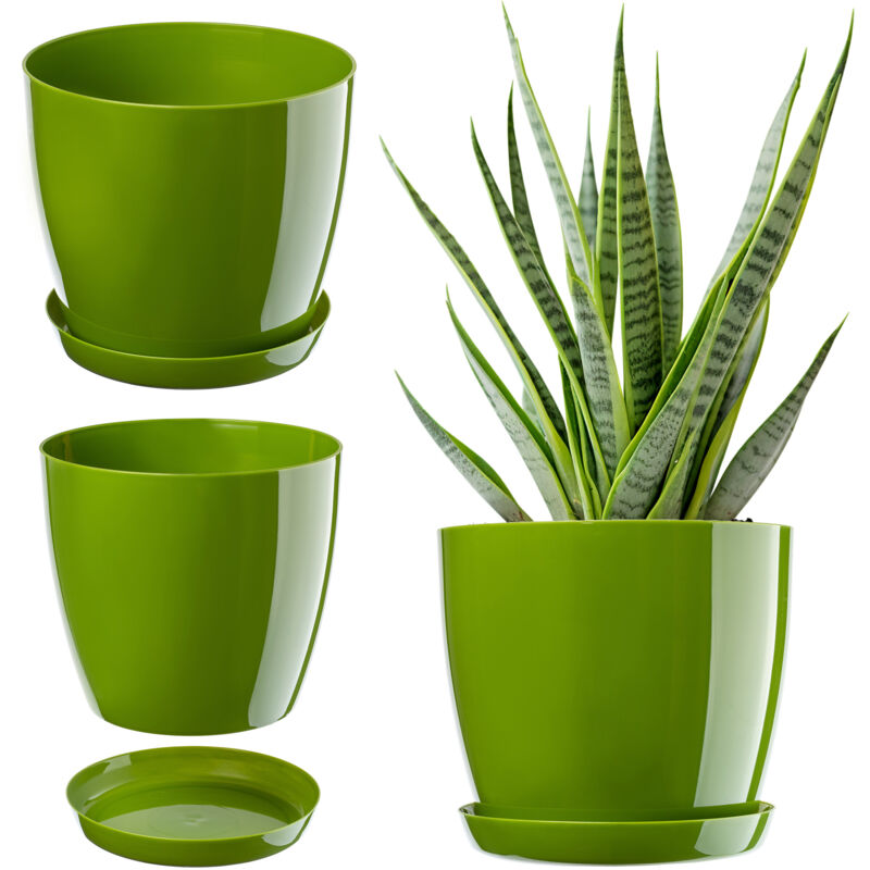 foto del prodotto vaso da fiori kadax con supporto vaso da fiori con coperchio in plastica 23 cm verde per fiori