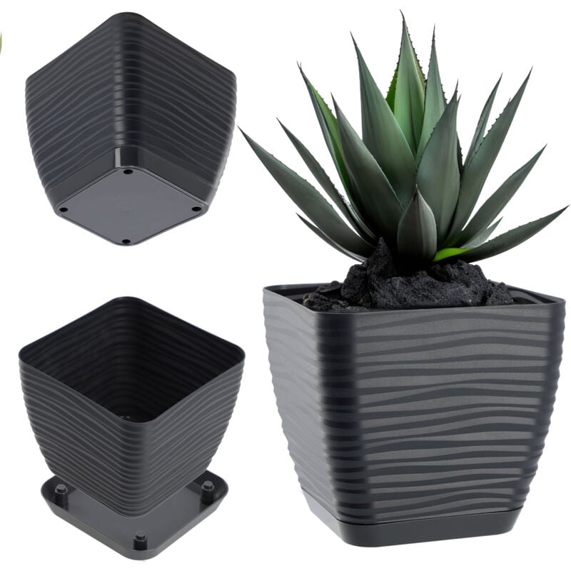 foto del prodotto vaso da fiori kadax vaso da fiori 12 cm quadrato con coperchio in plastica antracite