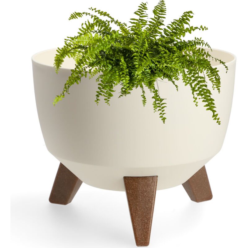 foto del prodotto vaso da fiori kadax vaso da fiori 24 cm coperchio inserto piedini portafiori crema