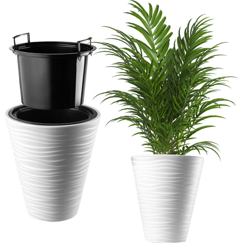 foto del prodotto vaso da fiori kadax vaso da fiori 30 cm coperchio con inserto portafiori in plastica bianca
