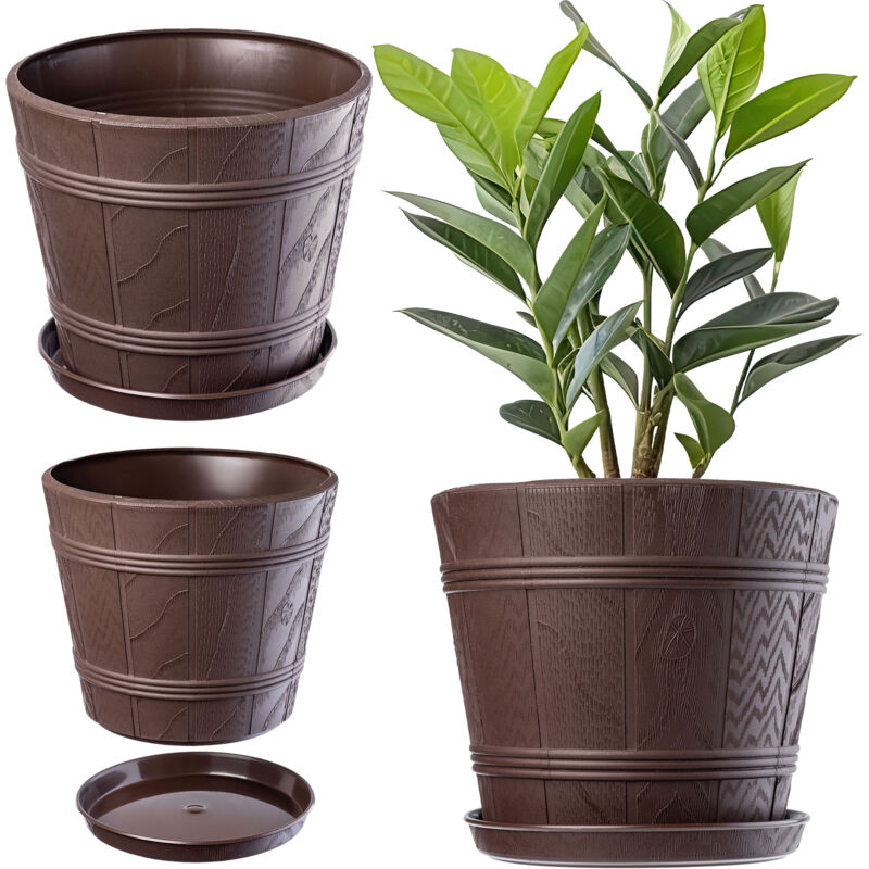 foto del prodotto vaso da fiori kadax vaso da fiori 38 cm supporto per fiori in plastica con coperchio in legno