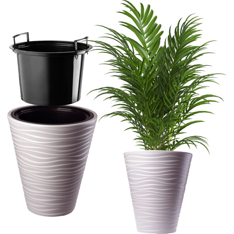 foto del prodotto vaso da fiori kadax vaso da fiori 40 cm coperchio con inserto portafiori in plastica beige