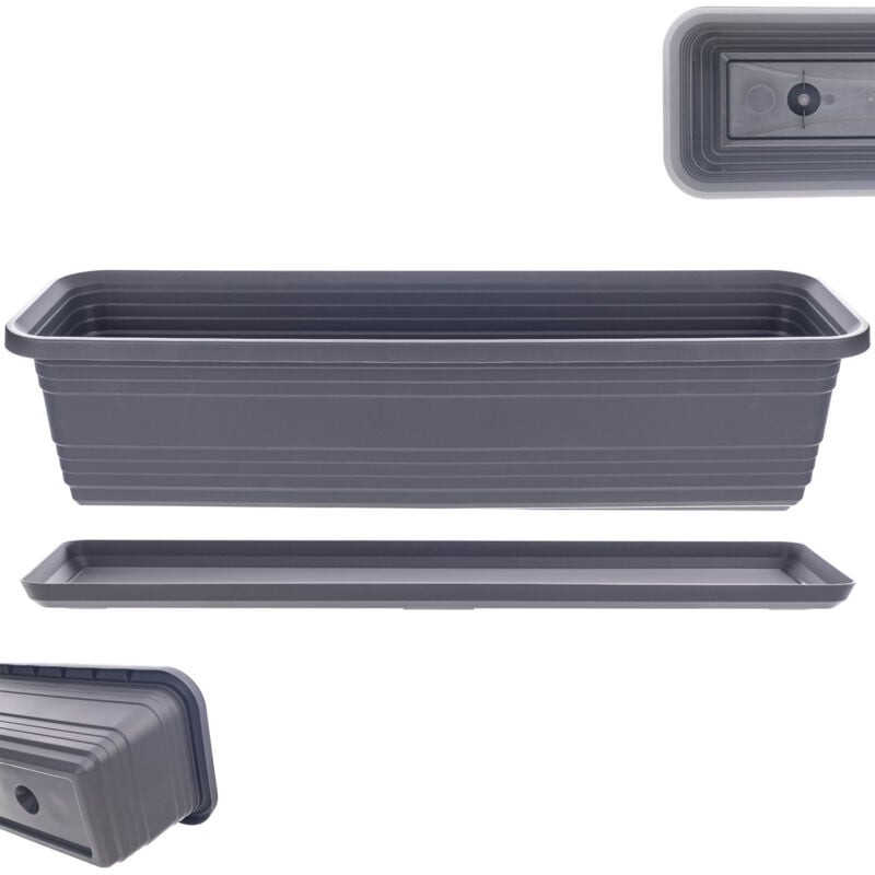 foto del prodotto vaso da fiori kadax vaso da fiori da balcone 60 cm supporto antracite