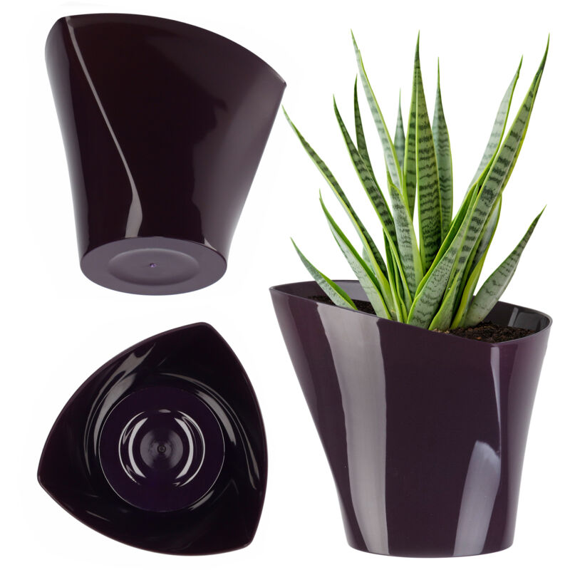 foto del prodotto vaso da fiori moderno in plastica per fiori da interno piante vaso da fiori da balcone 19 cm, viola kadax